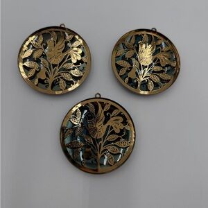 Vintage Oneida Gold Silver Plated Ornaments Set of 3